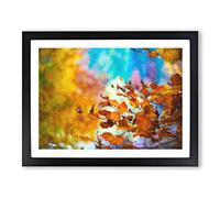 Autumn Leaves Abstract Painting Modern Art Framed Print | A4 Black Framed Wall Art | Ready to Hang | Abstract Floral Picture | Living Room Bedroom Lounge Office