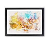 Autumn Leaves Abstract Watercolour Framed Print | A2 Black Framed Wall Art | Ready to Hang | Abstract Floral Picture | Living Room Bedroom Lounge Office