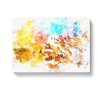 Autumn Leaves Abstract Watercolour Modern Canvas Wall Art Print Ready to Hang, Framed Picture for Living Room Bedroom Home Office Décor, 76x50 cm (30x20 Inch)