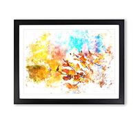 Autumn Leaves Abstract Watercolour Modern Framed Print | A2 Black Framed Wall Art | Ready to Hang | Abstract Floral Picture | Living Room Bedroom Lounge Office