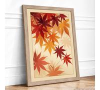 Autumn Leaves Adrift Botanical Framed Wall Art Print A2 (59.4×42cm) Oak, Wall Decor for Living Room, Bedroom, Office & Home, Ready to Hang, Art Gift