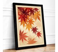 Autumn Leaves Adrift Botanical Framed Wall Art Print A3 (42×29.7cm) Black, Wall Decor for Living Room, Bedroom, Office & Home, Ready to Hang, Art Gift