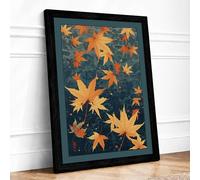 Autumn Leaves Adrift Modern Framed Wall Art Print A3 (42×29.7cm) Black, Wall Decor for Living Room, Bedroom, Office & Home, Ready to Hang, Art Gift