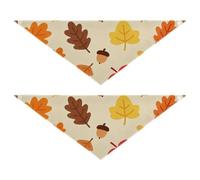 Autumn Leaves and Acorns Pet Triangle Scarf Soft Light Skin 2 Piecing Set for Daily Wear Pets of Various Sizes 25 1 × 9 8in