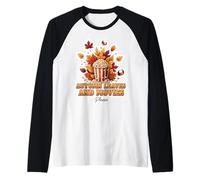 Autumn Leaves and Movies Please Fall Movie Night Lover Film Raglan Baseball Tee