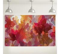 Autumn Leaves Backdrop, Geometric Abstract Nature Photography Background, Fall Season Event Decorations, Perfect for Thanksgiving Parties and Photo Booths 71x43 Inch