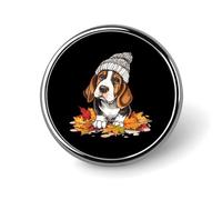 Autumn Leaves - Basset Hound Round Badge Cute Pins Brooches for Hat Jacket Shirt Backpack Decor