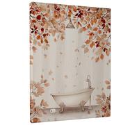 Autumn Leaves Bath Canvas Wall Art, Warm Orange Vintage Floral Print, Cozy Fall Home Decor for Living Room, Bathroom, Bedroom, Wrapped Canvas 8x10 Inch