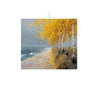 Autumn Leaves Dish Drying Mats For Kitchen Counter, Yellow Leaf Absorbent Dish Rack Mat, Nature Microfiber Drying Pad For Coffee Bar Protector 16x18 Inch