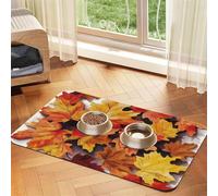 Autumn Leaves Dog Food Mat, Absorbent Pet Feeding Mat for Food and Water Bowls Non-Slip Placement Pad for Floors Waterproof Quick Dry Water Dispenser Mat for Dogs Puppy Cats 16x24 Inch