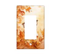 Autumn Leaves Dog Light Switch Cover Plate, Orange Fall Decor for Home Accents, Thermoplastic Wall Plates, Standard Size Single Rocker
