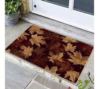 Autumn Leaves Doormat, Brown Maple Leaf Indoor & Outdoor Welcome Mat for Fall Decor, Rubber Back Non-Slip Dust Control Front Mat, Easy to Clean 29x17 Inch