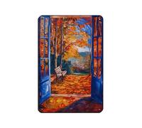 Autumn Leaves Fall Naturally; Open The Patio Door. Retro Poster Metal Tin Sign Chic Art Retro Iron Painting Bar People Cave Cafe Family Garage Poster Wall Decoration 8x12inch(20x30cm)