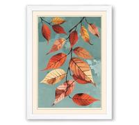 Autumn Leaves Falling Botanical Framed Wall Art Print A1 (84.1×59.4cm) White, Wall Decor for Living Room, Bedroom, Office & Home, Ready to Hang, Art Gift