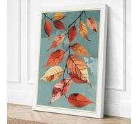 Autumn Leaves Falling Canvas Wall Art Print 24x16 Inch