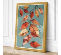 Autumn Leaves Falling Canvas Wall Art Print 24x16 Inch