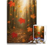Autumn Leaves Falling in Forest Nature Adult Jigsaw Puzzles1000 Pieces Brain Challenge Learning Game Thoughtful Surprise for Celebrations Size 38x52cm