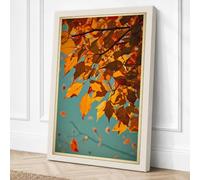 Autumn Leaves Falling Japandi Canvas Wall Art Print 24x16 Inch