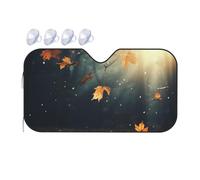 Autumn Leaves Flying in The Misty Forest Car Windshield Sun Shade Foldable Car Sun Shade Front Windshield Sunshade Windshield Cover Reflective Sun Visor Keep Your Vehicle Cool for SUV Truck