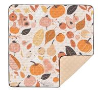 Autumn Leaves Fruits Pumpkin and Mushrooms Large Sturdy Baby Play Mat for Floor Comfortable Activity Gym Mat for Babies Infants Toddlers, 50'' x 50''