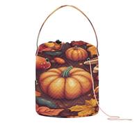 Autumn Leaves Fruits Pumpkin and Mushrooms Yarn Bag Yarn Bag Organizer with Holes Storage Bag for Knit Crochet Knitting