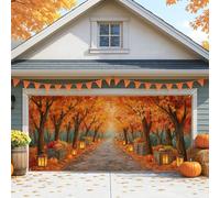 Autumn Leaves Garage Door Cover, Orange Rustic Fall Tree Large Garage Door Decorations, Outdoor Seasonal Party Background Decor 157x71 Inch