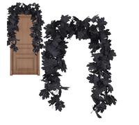 Autumn Leaves Garland - 2 Pieces Black Realistic Maple Leaves Garland, Realistic Autumn Decoration, Garland Decor with Mysterious Ambience for Halloween, Table Tops, Fireplaces