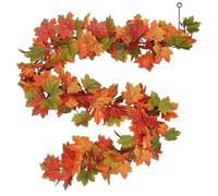 Autumn Leaves Garland Decoration, Hanging Realistic Autumn Leaves Rattan Artificial Maple Leaf Autumn Wreath, Autumn Hallway Decor Artificial Fall Fall Leaves Garland