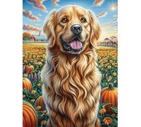 Autumn Leaves Golden Retriever 300 Piece Complete Jigsaw Puzzle Set Wild Animal Teens Beginners Educational Challenge Puzzle Fans Group Play Anniversary Quality Material 300 PCS
