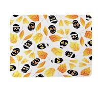 Autumn Leaves & Halloween Skulls Blanket Benjamin Tate Design Natural 120cm x 150cm