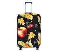 Autumn Leaves Happy Thanksgiving Day Print Elastic Washable Baggage Protector Universal Suitcase Cover Travel Luggage Cover, Black, S