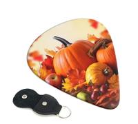 Autumn Leaves Happy Thanksgiving Day Pumpkin Guitar Picks 6-Pack - Pick Set (0.46mm / 0.71mm / 0.96mm) Suitable For Guitar And Ukulele Playing