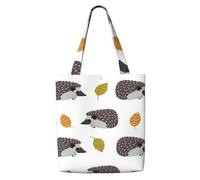 Autumn Leaves Hedgehog,Reusable Grocery Bags Shopping Tote Bags Large Capacity Canvas Shoulder bag