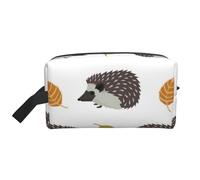 Autumn Leaves HedgehogMakeup Trave Bag for Women,Cosmetic Large Capacity Organizer