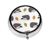 Autumn Leaves HedgehogMeta Pill Box 3 Compartment Medicine Case,Portable Organizer