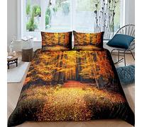 Autumn Leaves King Size Duvet Cover Golden Leaves Bedding Quilt Cover Soft Comfortable Microfiber Golden Leaves Duvet Cover 230x220 cm + 2 Pillowcases with Zipper