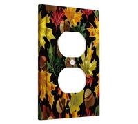 Autumn Leaves Light Switch Cover Plate, Black Yellow Green Red Acorns Fall Decor Single Toggle Wall Plates, Festivals Decoration Thermoplastic Single Toggle