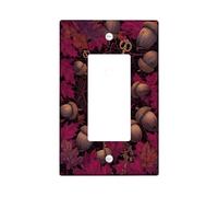 Autumn Leaves Light Switch Cover Plate/Outlet Covers, Burgundy Acorns and Keys for Home Decor, Plastic Wall Plates, Standard Size Single Rocker