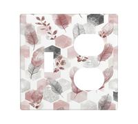 Autumn Leaves Light Switch Cover Plate/Outlet Covers, Dusty Rose Feather Patterns for Home Décor, Thermoplastic Wall Plates, Standard Size Toggle Duplex