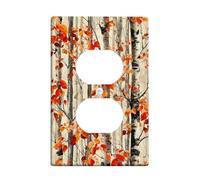 Autumn Leaves Light Switch Cover Plate/Outlet Covers, Orange and Red Fall Foliage for Home Decor, Thermoplastic Wall Plates, Standard Size Single Duplex Outlet