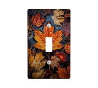 Autumn Leaves Light Switch Cover Plate/Outlet Covers, Warm Orange Maple Leaf Design for Fall Decor, Thermoplastic Wall Plates, Standard Size Single Toggle