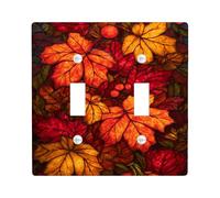 Autumn Leaves Light Switch Cover Plate/Outlet Covers, Warm Red and Orange Maple Leaves for Fall Decor, Thermoplastic Wall Plates, Standard Size Double Toggle
