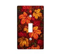 Autumn Leaves Light Switch Cover Plate/Outlet Covers, Warm Red and Orange Maple Leaves for Fall Decor, Thermoplastic Wall Plates, Standard Size Single Toggle