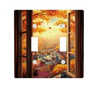 Autumn Leaves Light Switch Cover Plates/Outlet Covers, Warm Orange Fall Foliage for Home Decor, Thermoplastic Wall Plates, Standard Size Double Toggle