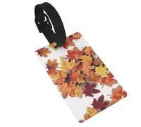 Autumn Leaves Luggage Tags for Suitcases, PVC Suitcase Tag with Secure Strap Suitcase Identifier with Privacy Name Card for Travel Bag Tags Personalized Baggage Tag for Women Men