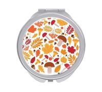 Autumn Leaves Oaks Rowan Berries Folding Make Up Mirror, Compact 2X/1X Magnification Mirror, Women Portable Travel Makeup Mirror 2.4 x 2.4 inch