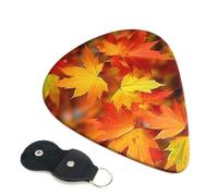 Autumn Leaves Of Maple 6 Pack Guitar Picks With Holder, Personalized Guitar Plectrums Non-Slip Portable Ukulele Bass Picks 0.46mm For Acoustic Guitar Lovers Gifts