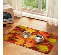 Autumn Leaves of Maple Dog Food Mat, Absorbent Pet Feeding Mat for Food and Water Bowls Non-Slip Placement Pad for Floors Waterproof Quick Dry Water Dispenser Mat for Dogs Puppy Cats 16x24 Inch