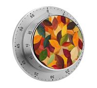 Autumn Leaves Oranges Yellows Muted Greens Kitchen Timers for Cooking Chef Cooking Timer Clock with Loud Alarm No Batteries Required Mechanical Desk Timer Magnetic Backing