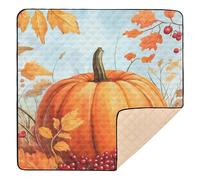 Autumn Leaves Pumpkin and Rowan Berries Large Stylish Baby Play Mat for Indoor Outdoor Waterproof Tummy Time Mat for Babies Infants Toddlers, 50'' x 50''